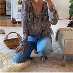 In the style of Doen Poet 100% silk blouse